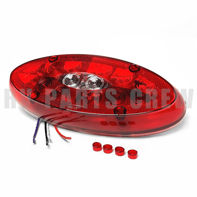 Jayco RV Red Oval Tail Light 9.5" x 4" LED 4-Wire 0317627 | RV Parts Crew, OEM Replacement RV & Trailer Parts
