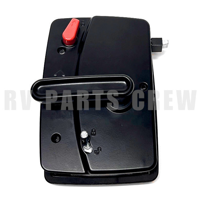 Jayco RV Entry Door Handle Lock Kit 7.25" x 5.25", No Cylinders, Black, 2048109 | RV Parts Crew, OEM Replacement RV & Trailer Parts