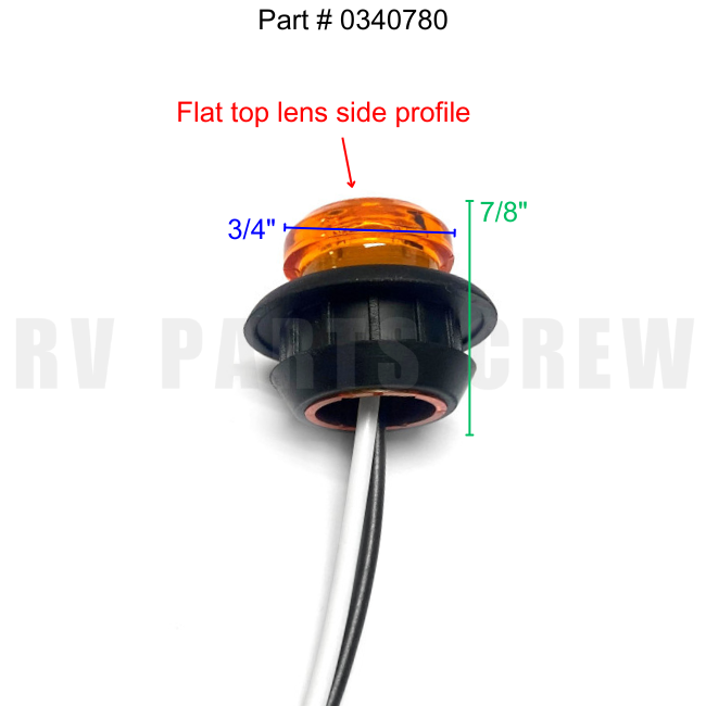 Jayco RV Round 3/4" Clearance Light Amber (Flat Lens, 7/8" Deep) 0340780 | RV Parts Crew, OEM Replacement RV & Trailer Parts