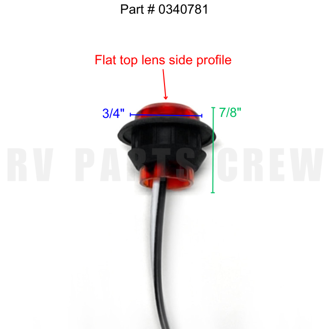 Jayco RV Round 3/4" Clearance Light Red (Flat Lens, 7/8" Deep) 0340781 | RV Parts Crew, OEM Replacement RV & Trailer Parts