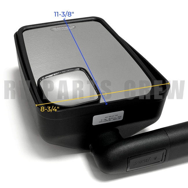 Jayco RV Velvac Mirror Head Assembly Black, Roadside (LH) 0231538 | RV Parts Crew, OEM Replacement RV Parts