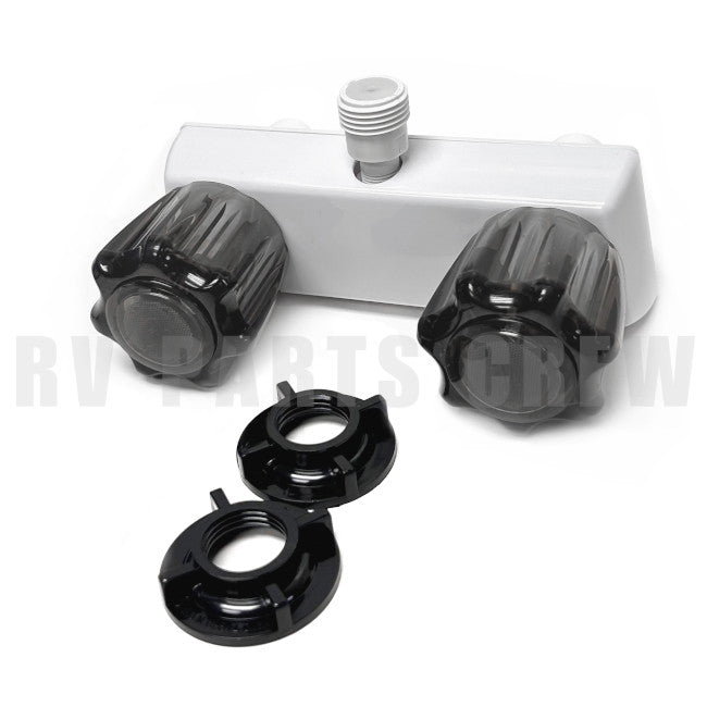 Jayco RV Shower Faucet / Water Diverter with Gray Knobs 0166077 | RV Parts Crew, OEM Replacement RV & Trailer Parts