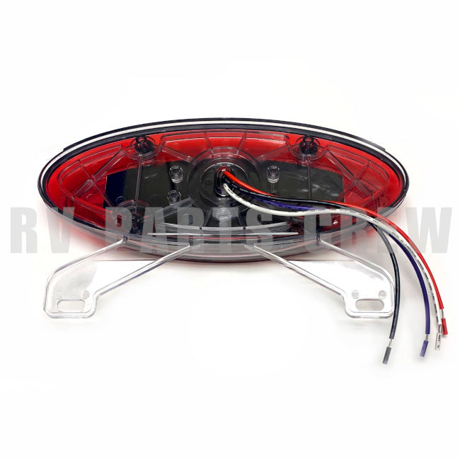 Jayco RV Red Oval Tail Light With License Bracket 9.5" x 4" LED 4-Wire 0317628 | RV Parts Crew, OEM Replacement RV & Trailer Parts