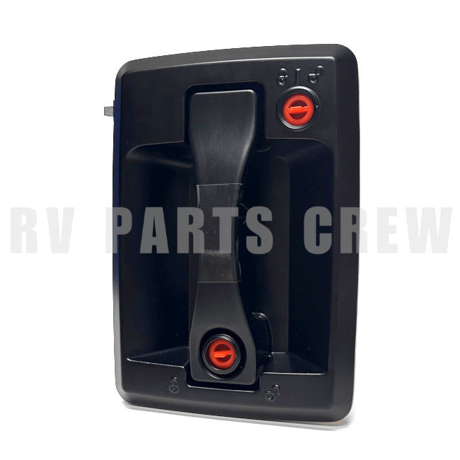Jayco RV Entry Door Handle Lock Kit 7.25" x 5.25", No Cylinders, Black, 2048109 | RV Parts Crew, OEM Replacement RV & Trailer Parts