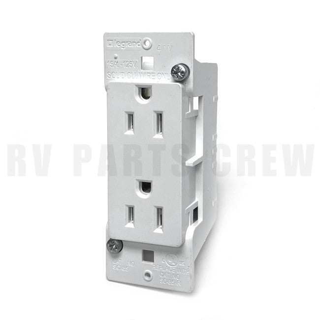 Jayco RV 15 AMP Power Outlet Receptacle in White 0158549 | RV Parts Crew, OEM Replacement RV & Trailer Parts