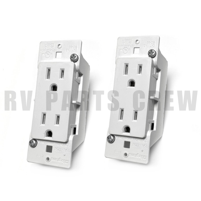 Jayco RV 15 AMP Power Outlet Receptacle in White 0158549 | RV Parts Crew, OEM Replacement RV & Trailer Parts