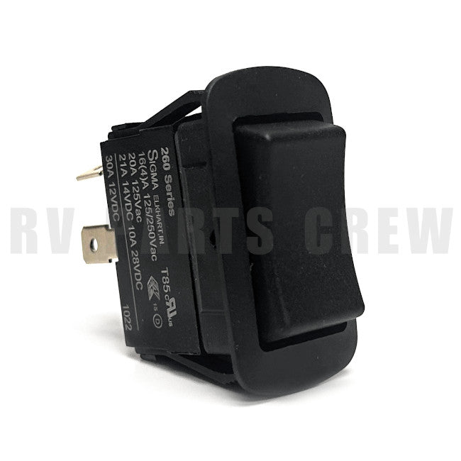 Jayco RV Rocker Switch 30AMP Mom-On/Off Black 4-Prong 0262013