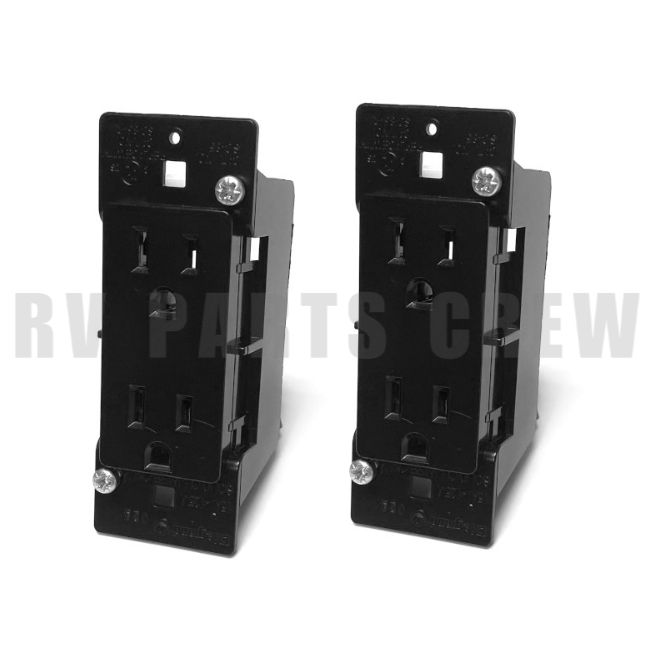 Jayco RV 15 AMP Power Outlet Receptacle in Black 0218062 | RV Parts Crew, OEM Replacement RV & Trailer Parts
