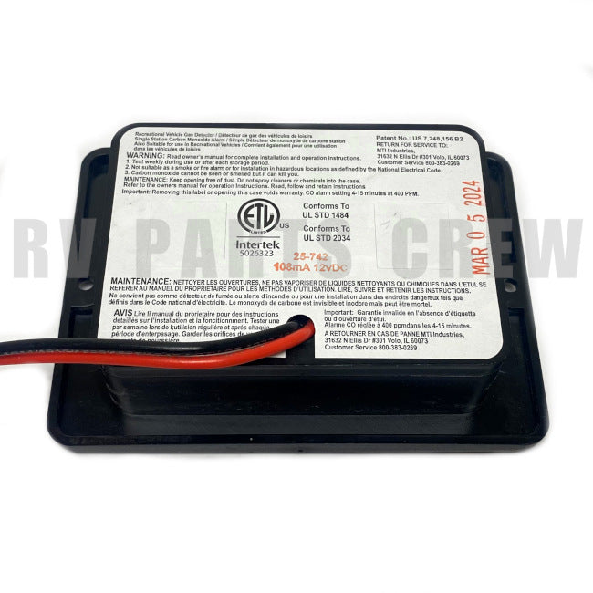 Jayco RV Carbon Monoxide / Propane (LP) Gas Alarm Detector Black 0283489 | RV Parts Crew, OEM Replacement RV & Trailer Parts